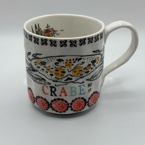 Anthropologie Ceramic Coffee Mug Sea Spray Crab Cup La Mer Et La Terre  14 Oz